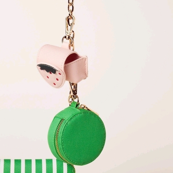 *New* Kate Spade ♠️ Green & White Striped Mini Crossbody Bag with Chain - Picture 8 of 9